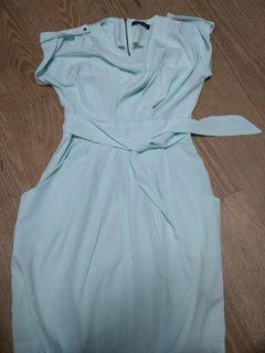 英國優雅品牌 closet 馬卡龍綠 交叉領洋裝