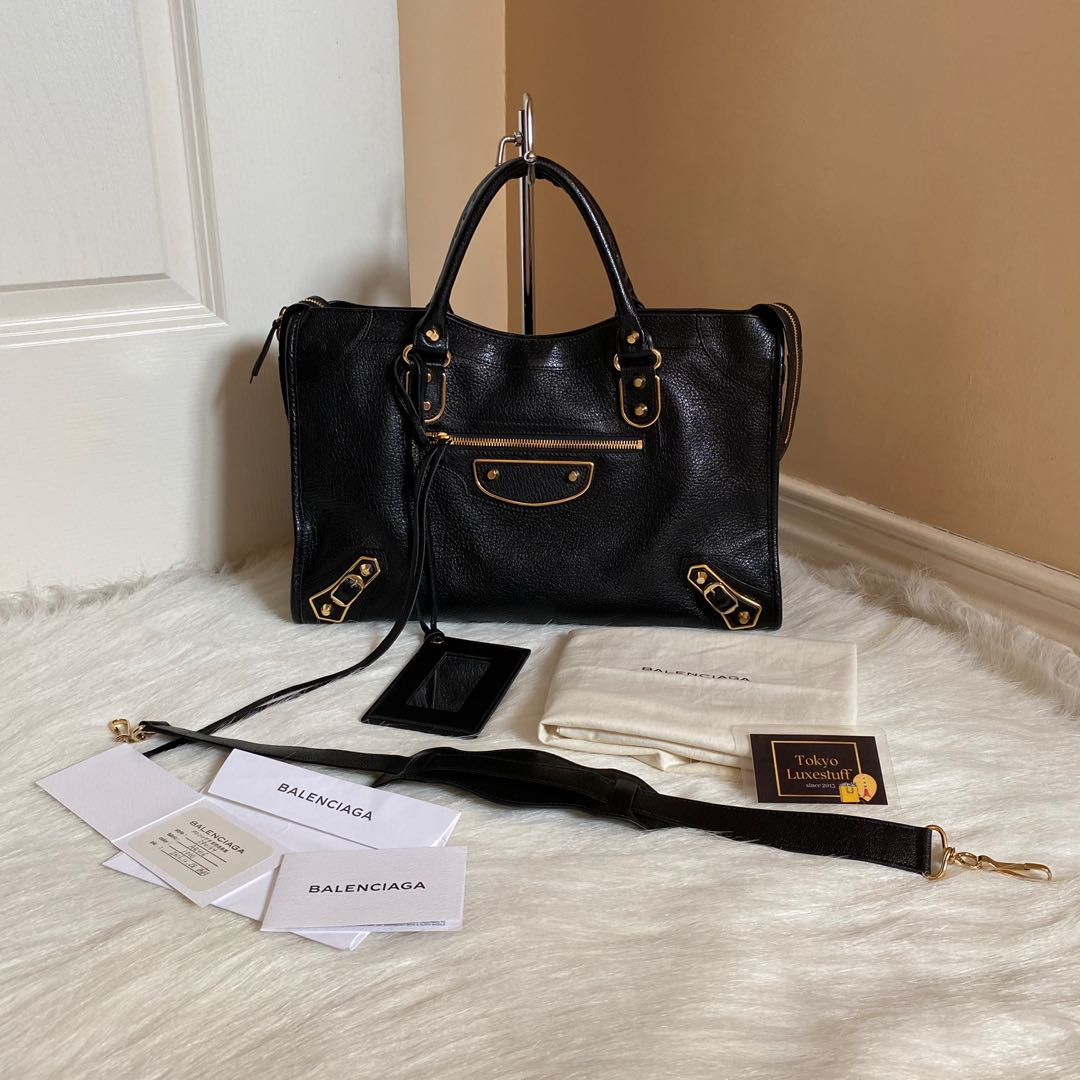 Authentic Like New Balenciaga Medium Metallic Edge City Black in