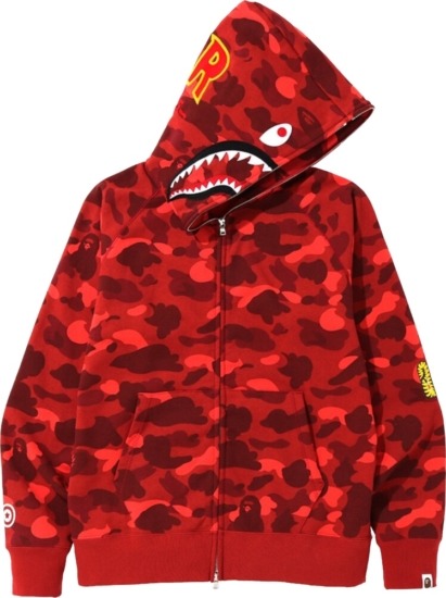 Bape shark hoodie camo red deals