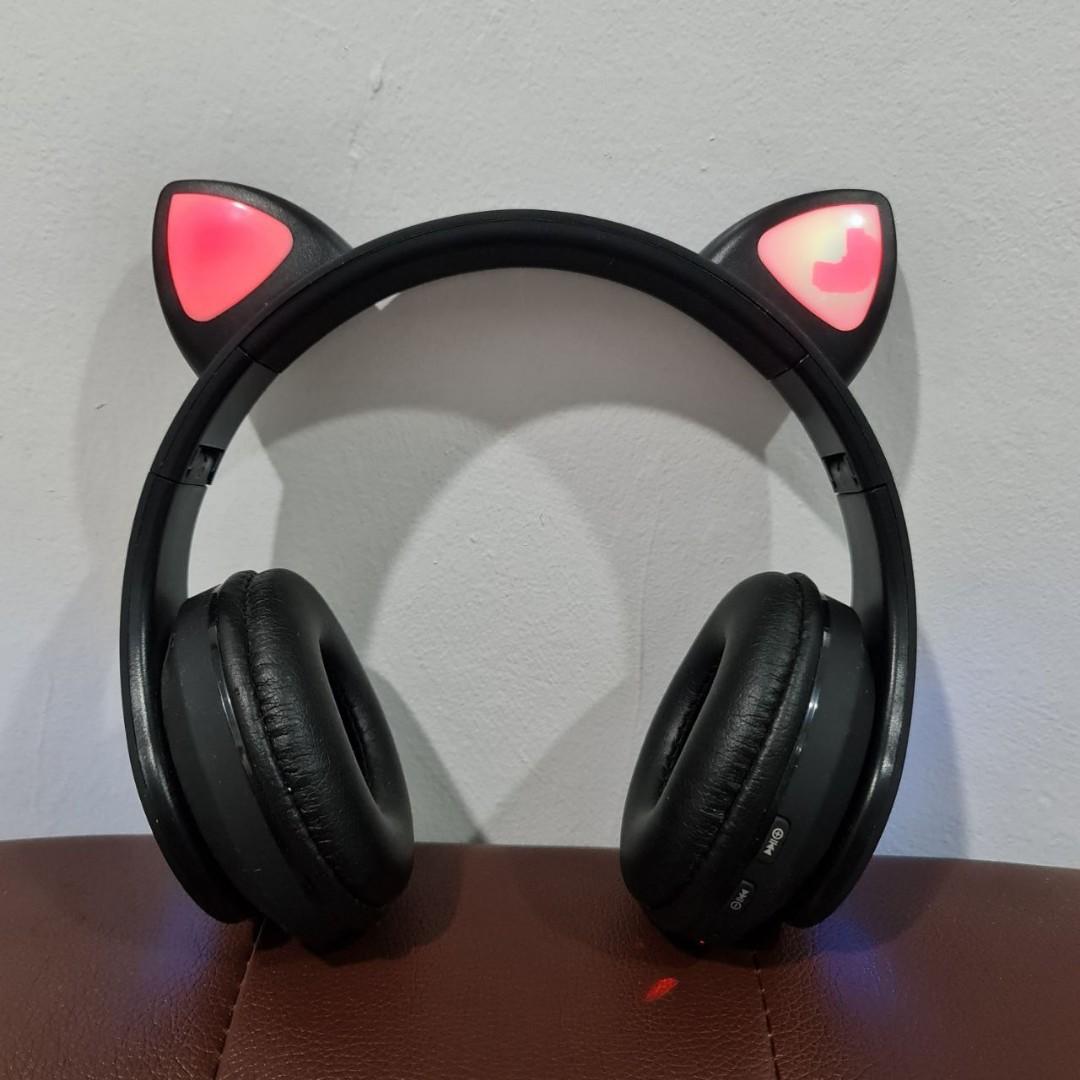 Black cat ears gamer bluetooth 