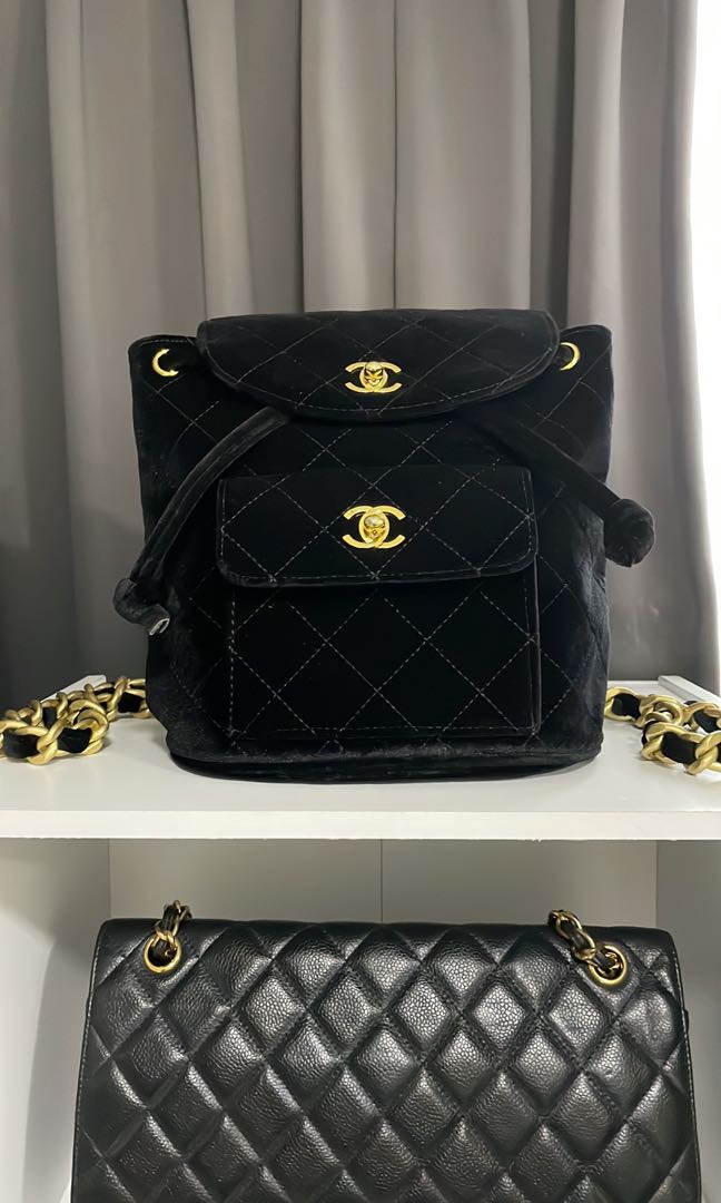 Chanel cheap velvet backpack