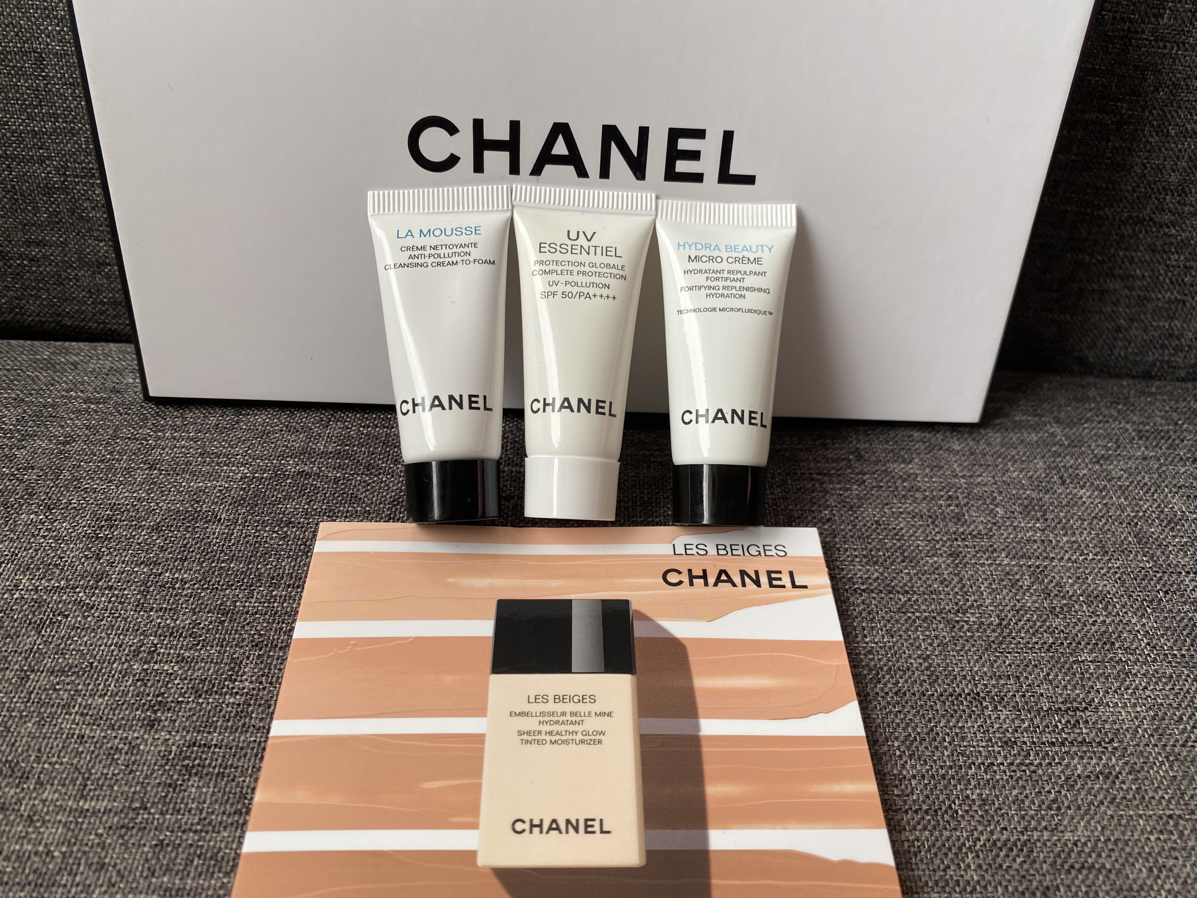 Chanel Skincare set - Cleanser + UV cream + Serum moisturizer + Foundation,  Beauty & Personal Care, Face, Face Care on Carousell