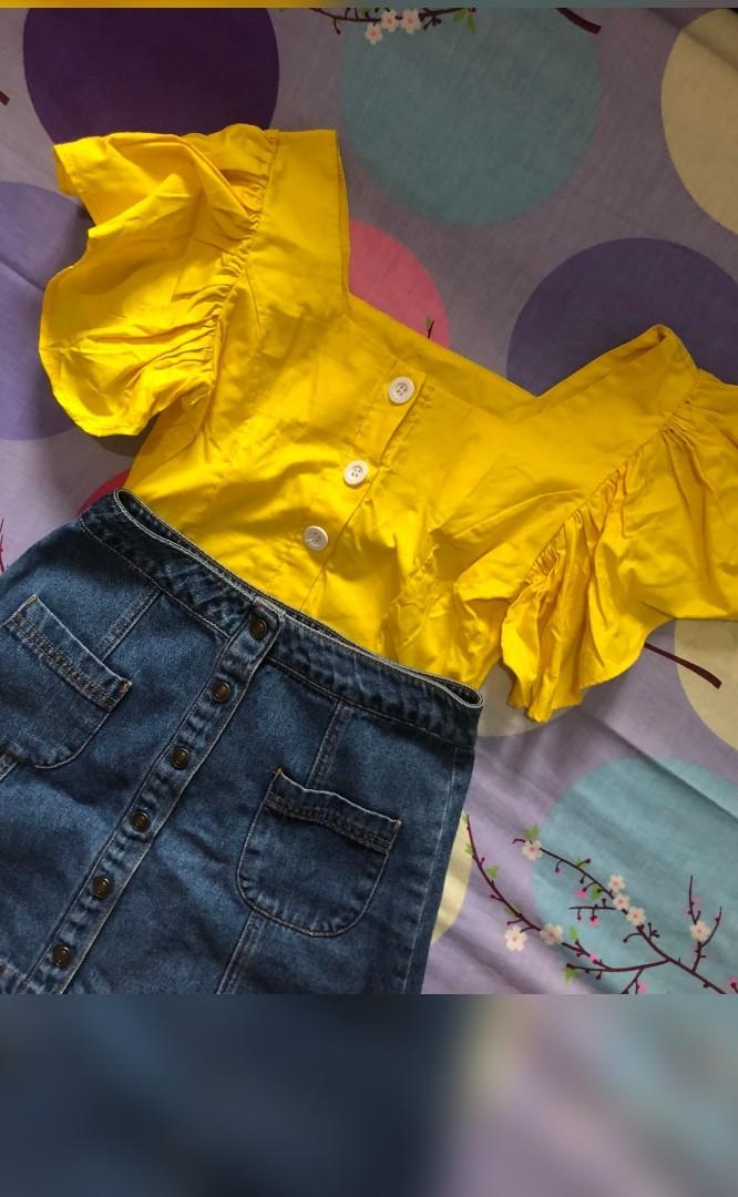Cute Yellow Top Bangkok, Women's Fashion, Tops, Blouses on Carousell