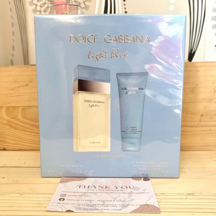 D G Light Blue Perfume Set 100ml EDT 75ml Lotion Beauty
