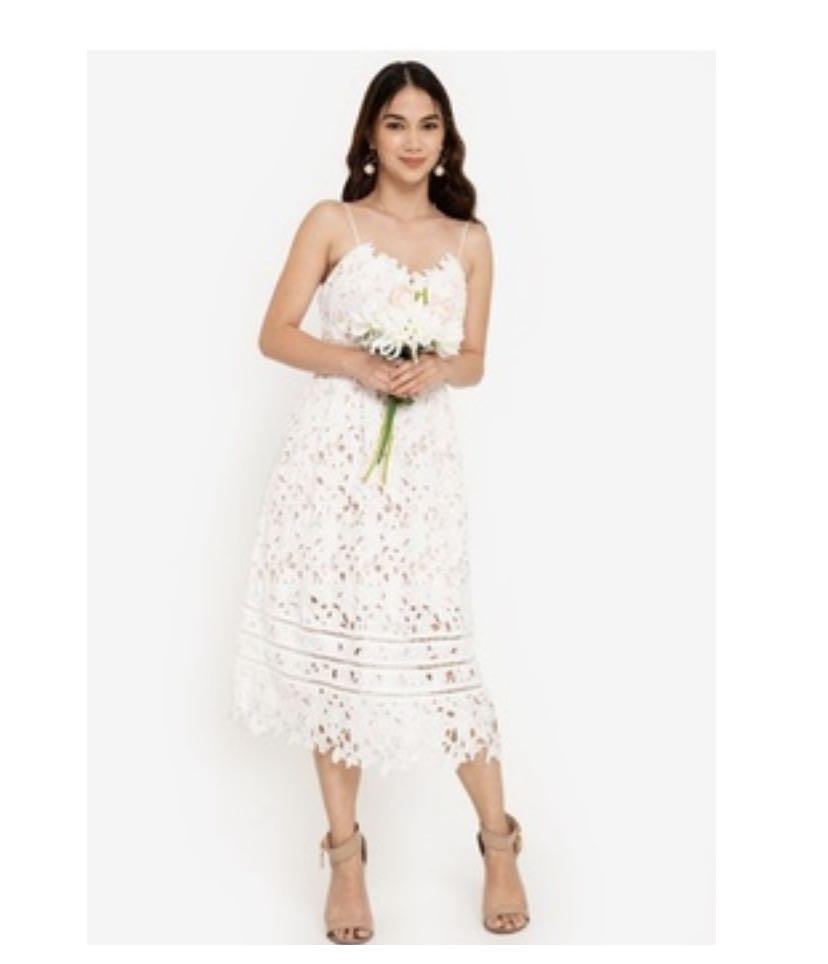 EU34 36 Zalora Bridesmaid Padded Crochet Lace Cami Dress M Size