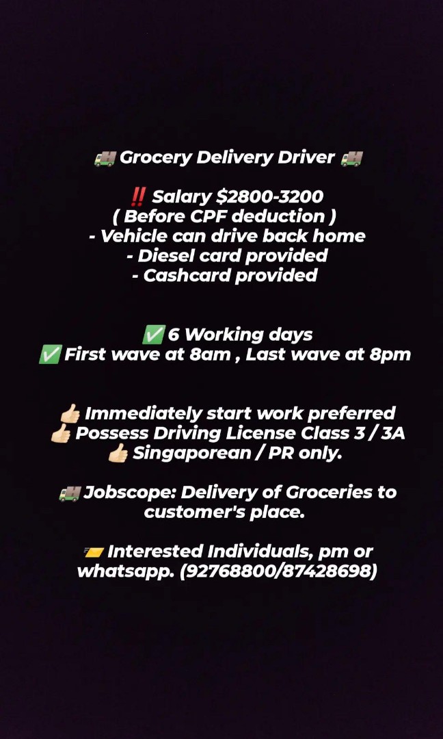 Grocery Delivery Driver, Jobs, Transport & Delivery on Carousell
