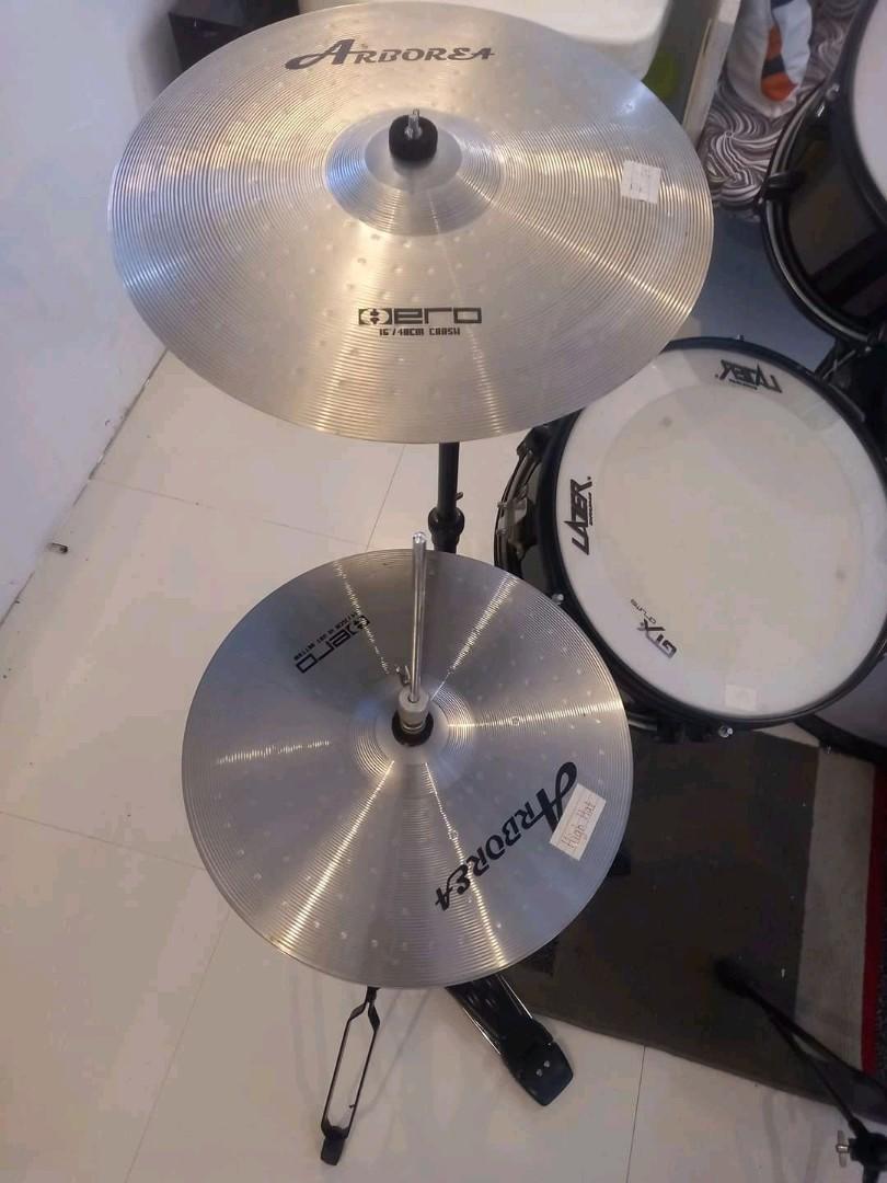 GTX Drum Set with 2 Arborea Cymbals, Hobbies & Toys, Music & Media