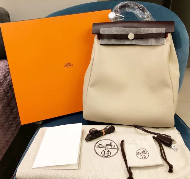 HERMES HERBAG A DOS ZIP RETOURNE BACKPACK 100% Authentic, Luxury, Bags &  Wallets on Carousell