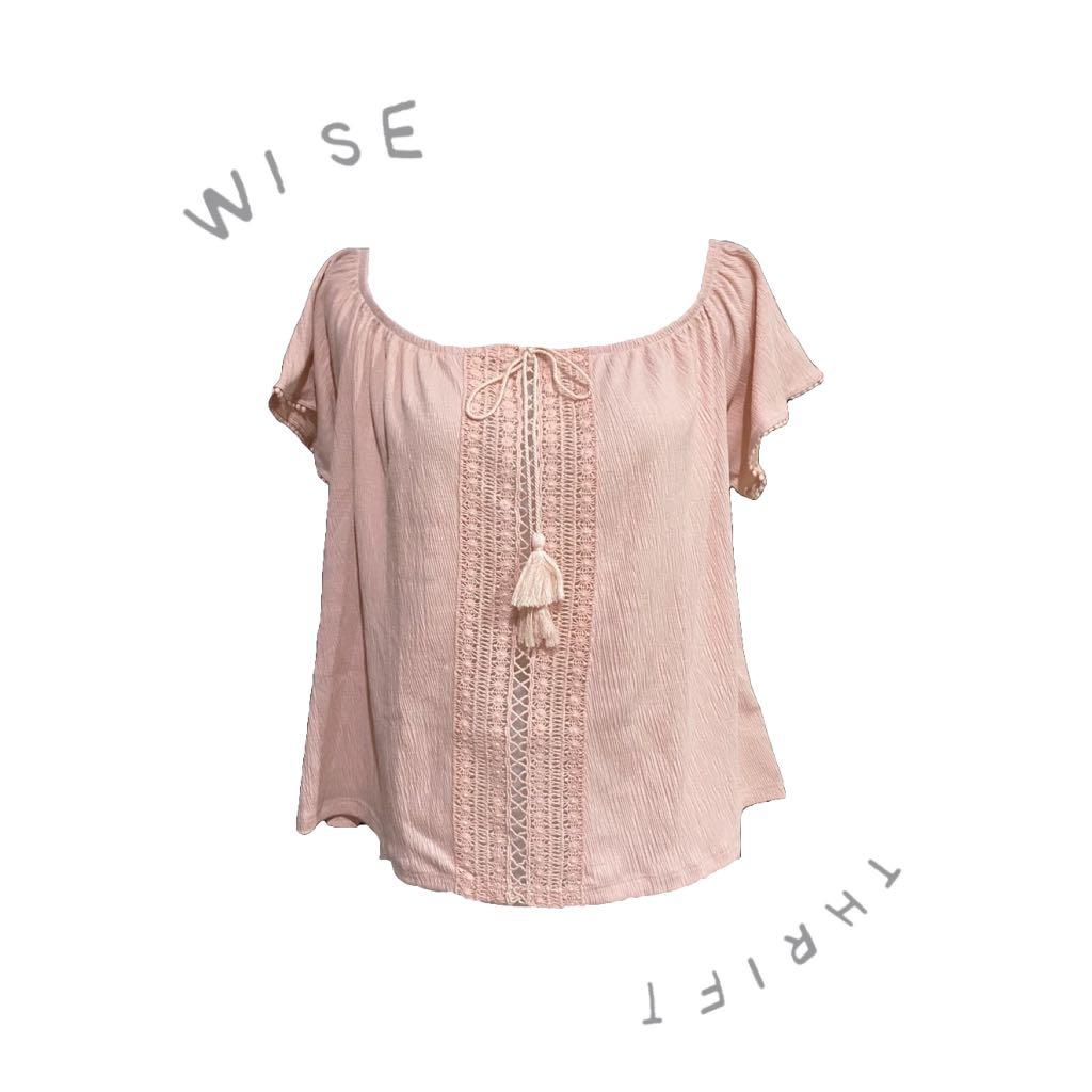 H\u0026M Off Shoulder Blouse Light Pink 