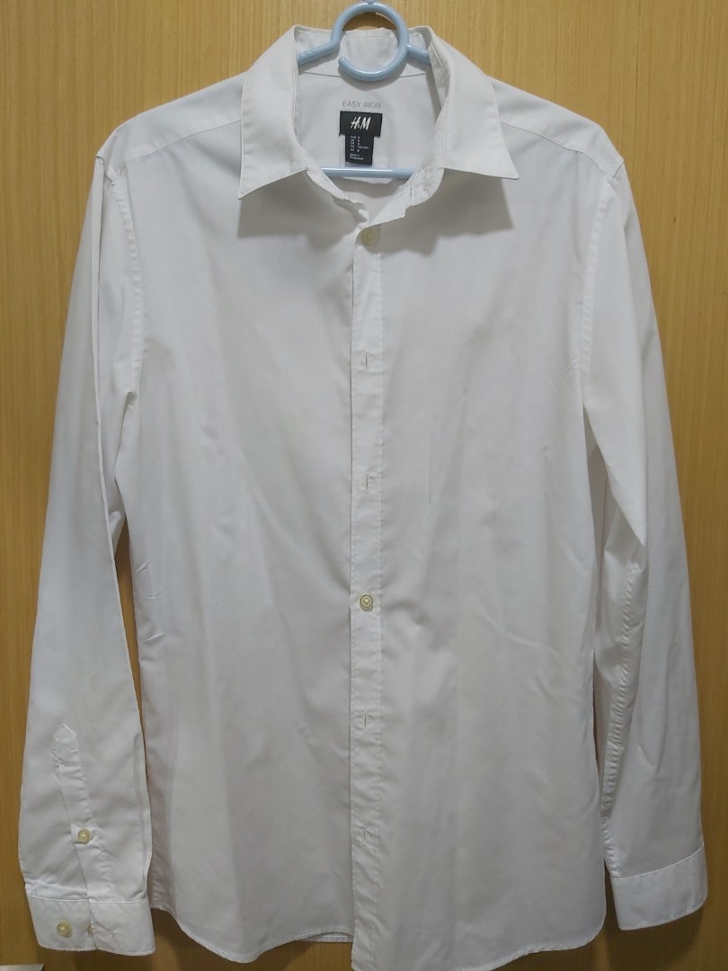 H&M White Long Sleeve (M Size), Men's Fashion, Tops & Sets, Formal ...