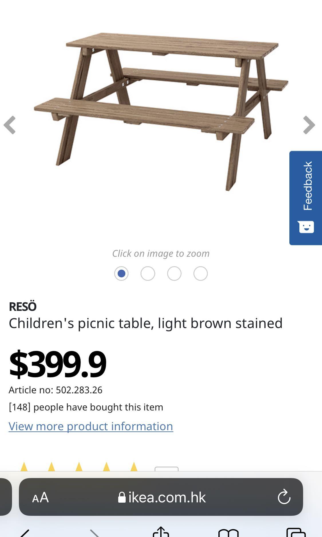 IKEA children picnic table, 傢俬＆家居, 戶外家具 Carousell