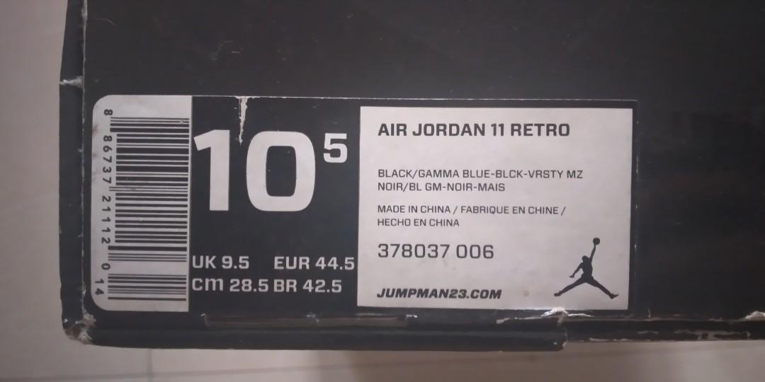 Jordan 11 Gamma Blue 10.5, Men's Fashion, Footwear, Sneakers ...