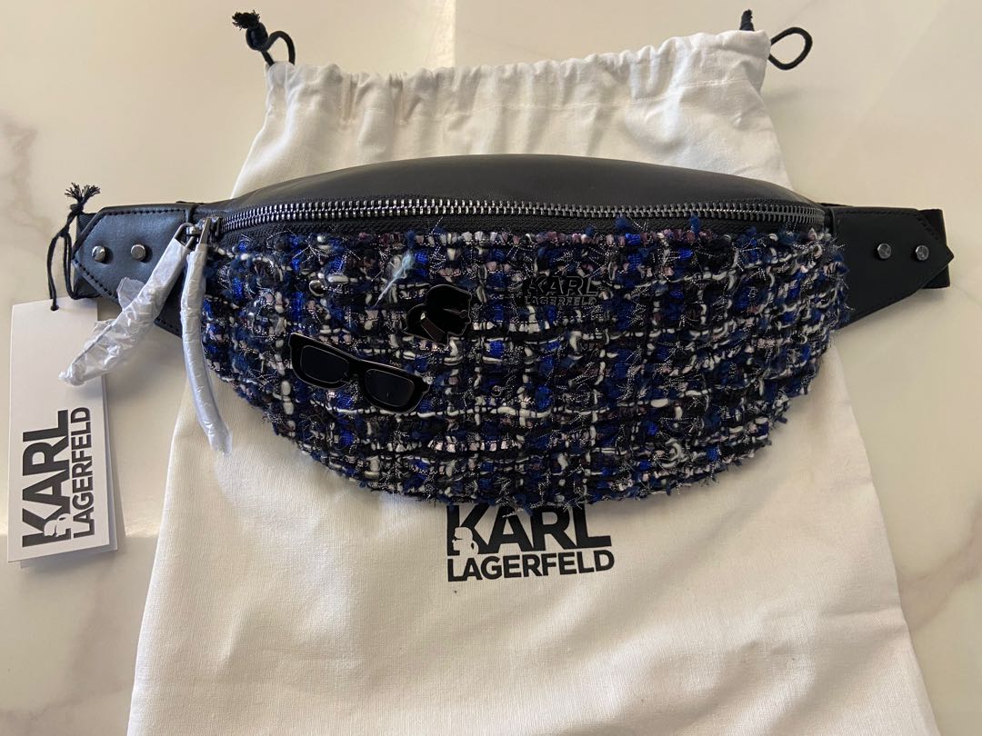 Karl Lagerfeld Tweed Bum Bag, Women's Fashion, Bags & Wallets, Cross