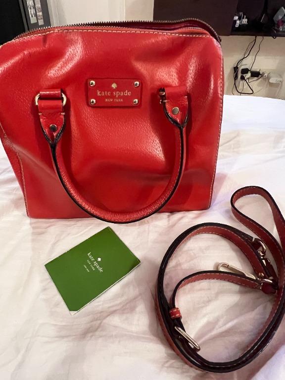 Kate Spade Cameron Street Red Handbag (Category: Luxury Bags & Wallets) located in Quezon City. Submitted by klipsch1234 (Listing ID 1143458370, Image 1). Description: -Includes the care card, long strap -Good condition, used sparingly -Purchased for around $350 in Kate Spade NY -Guaranteed authentic or money back 10x Pickup in Greenwoods Pasig, or delivery via Grab/Lalamove.