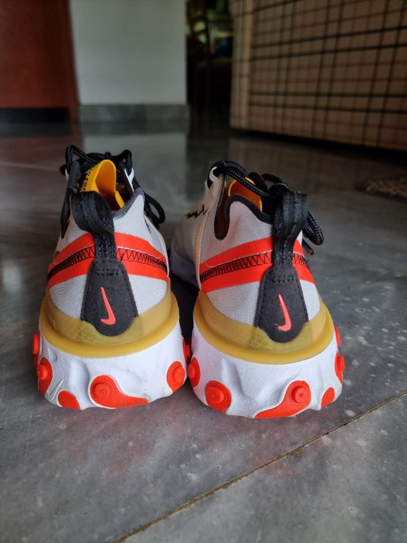 NIKE REACT ELEMENT 55 (Category: Sneakers) located in Petaling Jaya. Submitted by mentosgrape (Listing ID 1143373961, Image 2). Description: Pair of Nike React in excellent condition gifted to me recently, but at the wrong size for me so keen to sell this pair away. Size: US 8 / UK 7 / EUR 41.