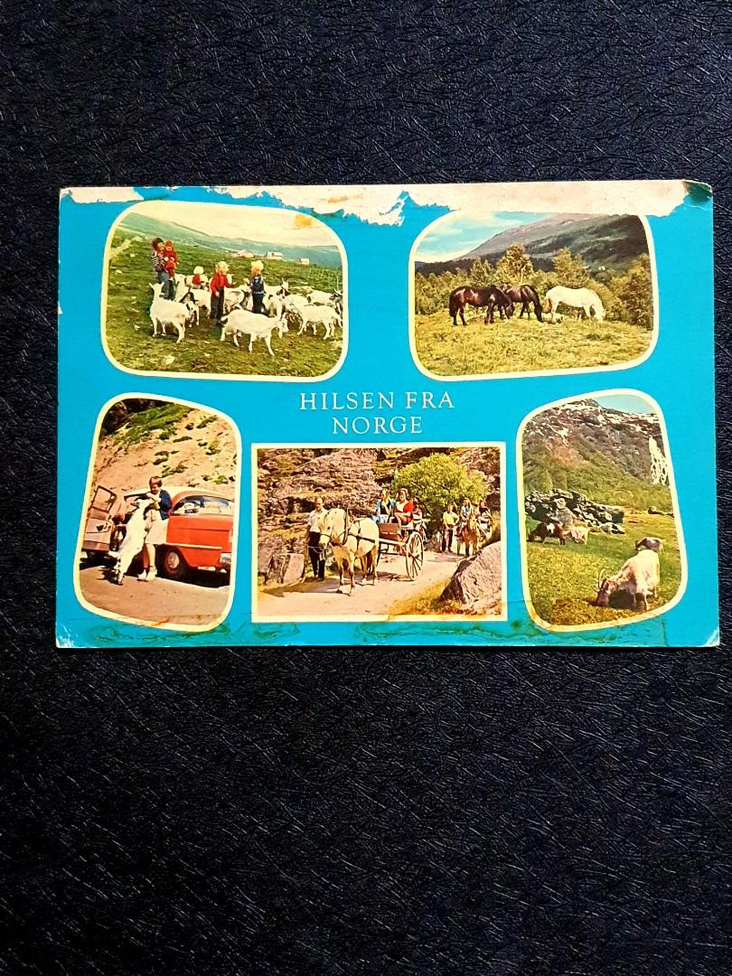 Norway 1963 Postcard Greetings From Norway (surface tear along top