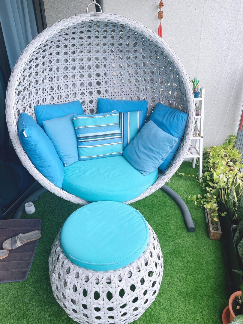 OHMM half moon outdoor swing chairs ottoman Furniture Home