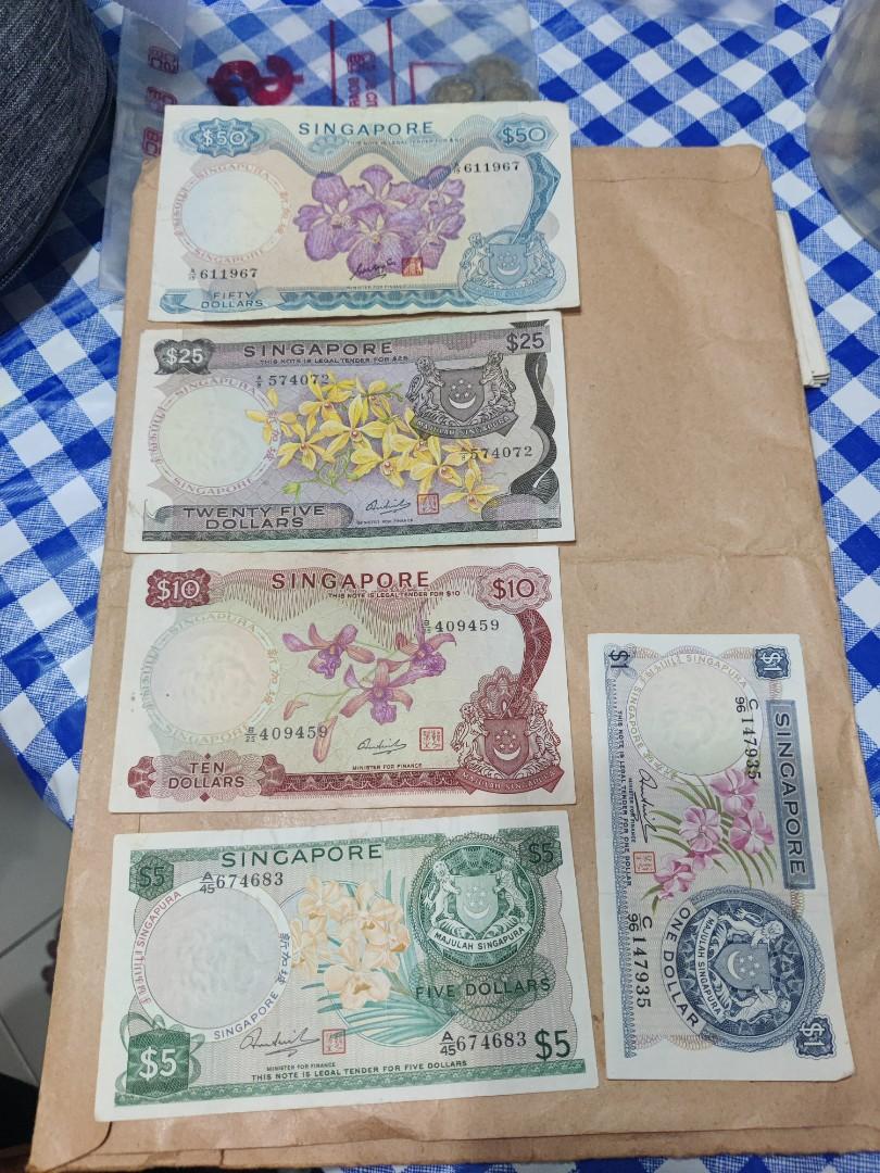 Old notes (Category: Currency) located in Singapore. Submitted by hanz_t (Listing ID 1143384652, Image 2). Description: Price is for the 3 sets (Orchid, Ship and Bird) Pm for details.