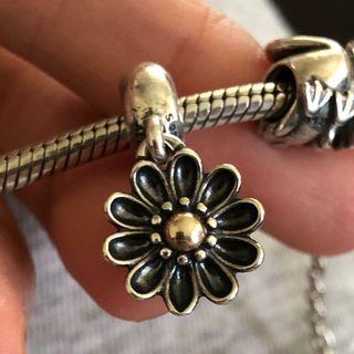 Authentic Pandora Two Tone Charm - Oopsy Daisy Gerbera Flower with Gold Middle 14k Gold