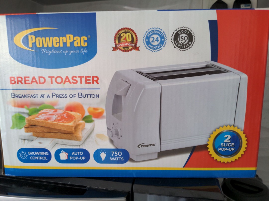 Powerpac 2 slice pop up toaster, TV & Home Appliances, Kitchen