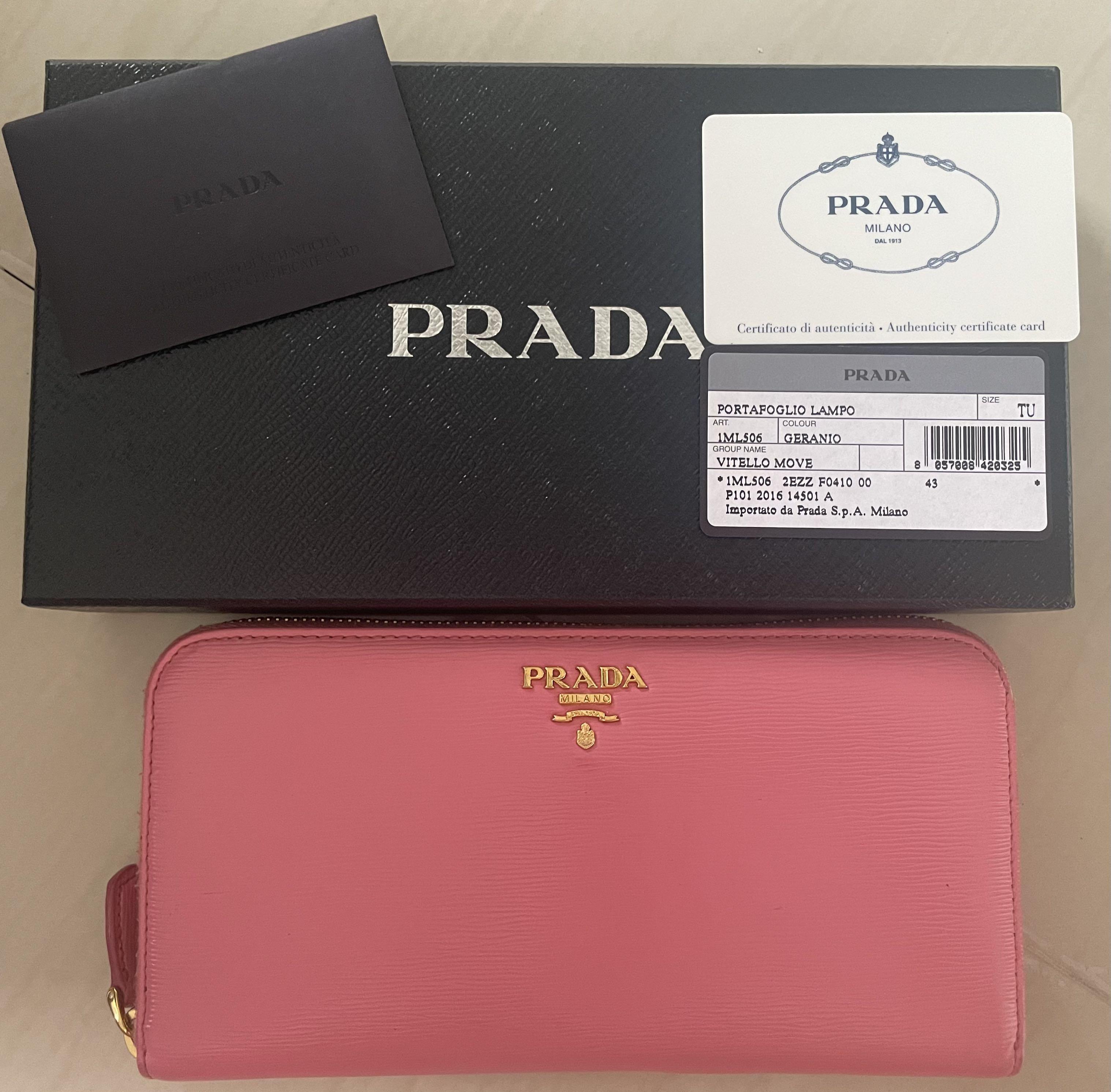 Prada Pink Vitello Move Wallet On Chain (WOC) QNB03EKAPB004