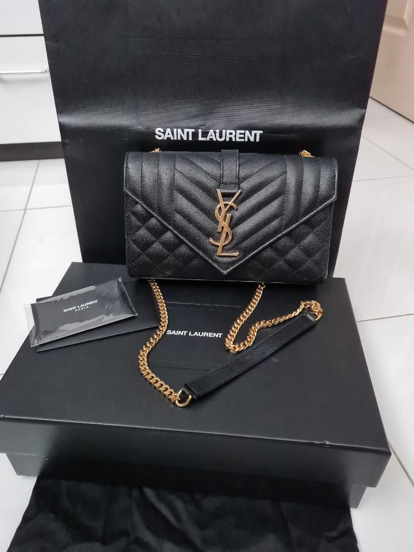 Saint Laurent Small Envelope Chain Bag in Cream - ShopStyle