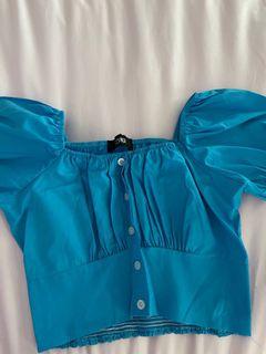 Shop copper blue puff sleeve