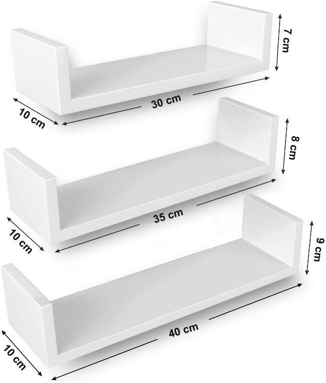 Set of 3 Iron Cube Rectangle Wall Mounted Floating Shelves