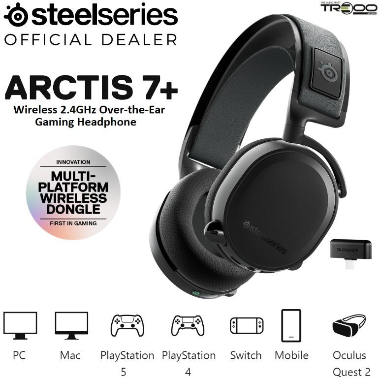 SteelSeries Arctis 7+ Plus Wireless Over-Ear Gaming Headset - Black -NO  DONGLE