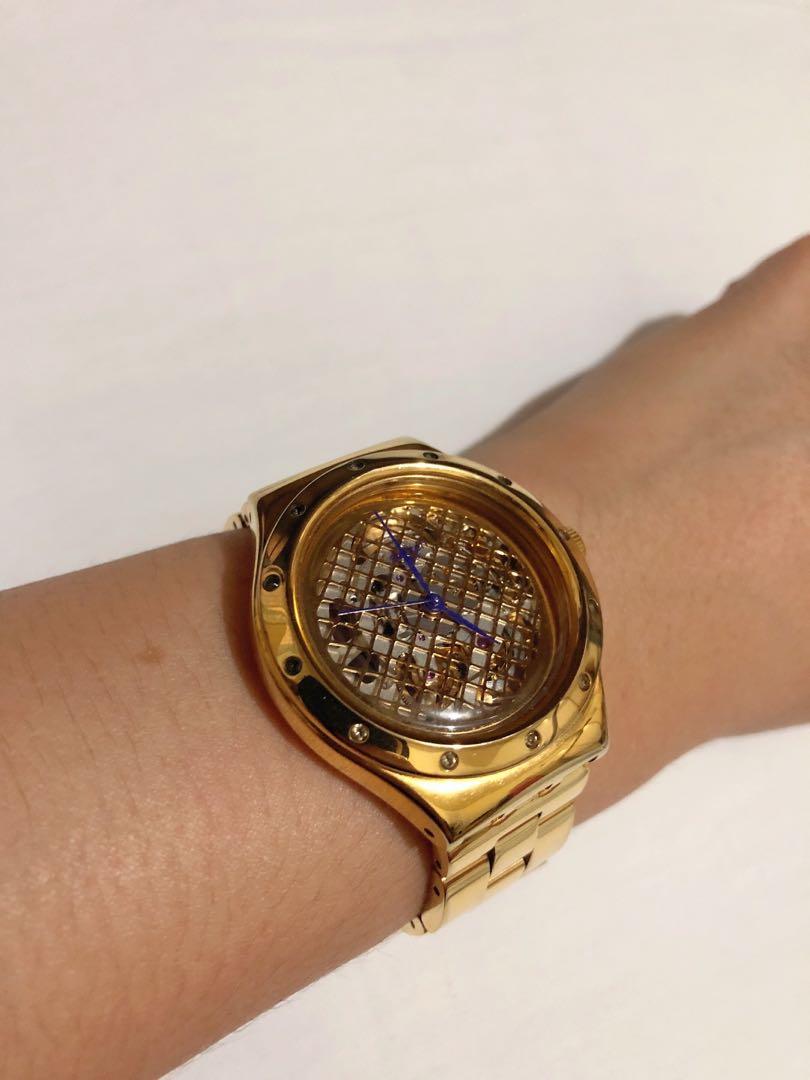 Swatch gold discount plated watch