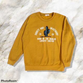 SWEATER CREWNECK KUNING cAKTUS  OVERSIZE TANGAN BALON GEMOY KUNING KUNYIT