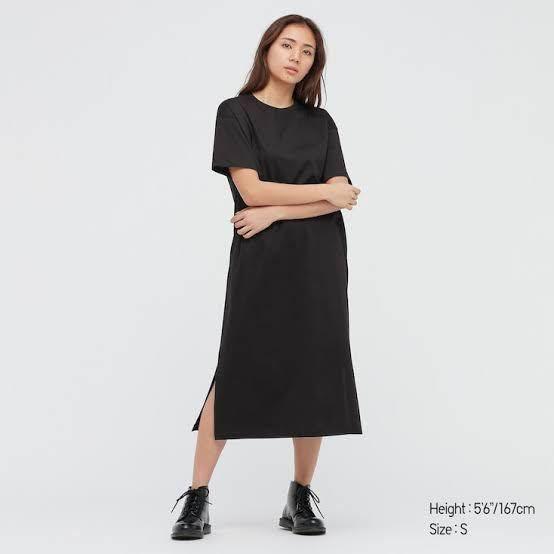 UNIQLO BLACK Tee DRESS, Fesyen Wanita 