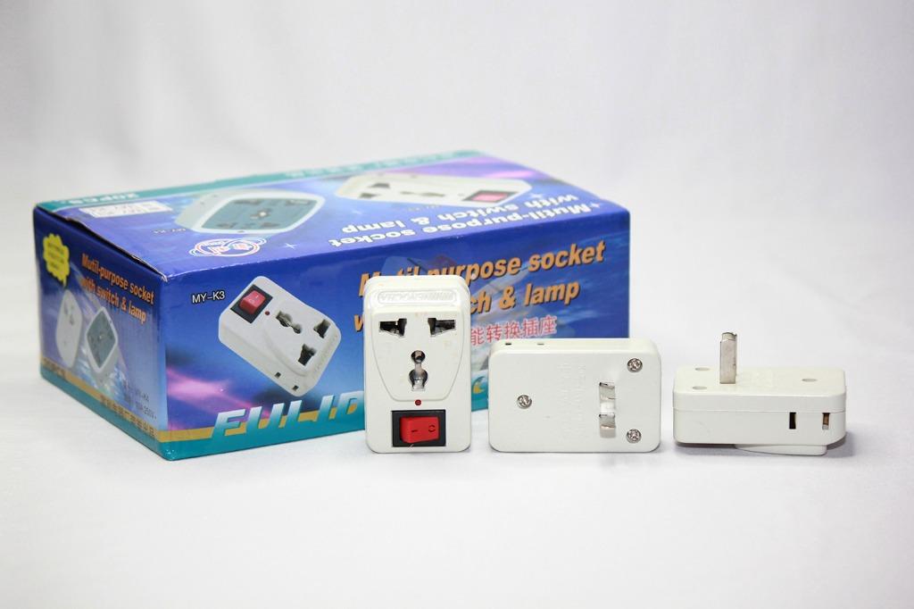 UNIVERSAL AC 3-WAY ADAPTER, 10A 250V MY-01K3 with SWITCH ON/OFF, with 2 extra TYPE A SOCKET PLUG (Category: Electrical, Adaptors & Sockets) located in Quezon City. Submitted by besteinpc (Listing ID 1143392709, Image 2). Description: UNIVERSAL AC 3-WAY ADAPTER, 10A 250V MY-01K3 with SWITCH ON/OFF, with 2 extra TYPE A SOCKET PLUG FEATURES: 👉Universal AC Travel Adapter 👉Model: MY-01K3 👉Ampere: 10A 👉Voltage: 250V 👉Size (WxH): 4x6.5cm BENEFITS: 