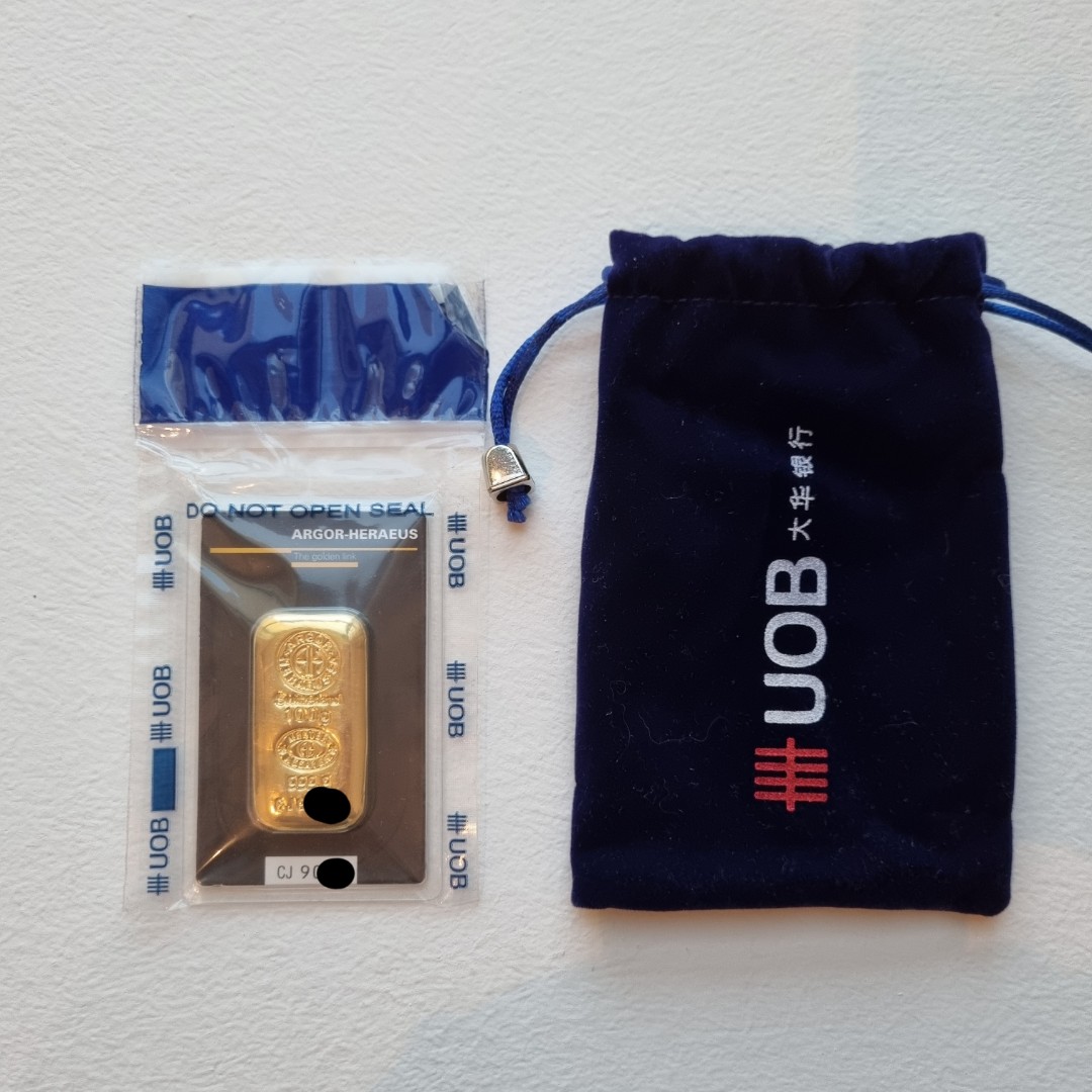 UOB 100g ARGOR HERAEUS Gold Bar Brand New, Hobbies & Toys, Memorabilia