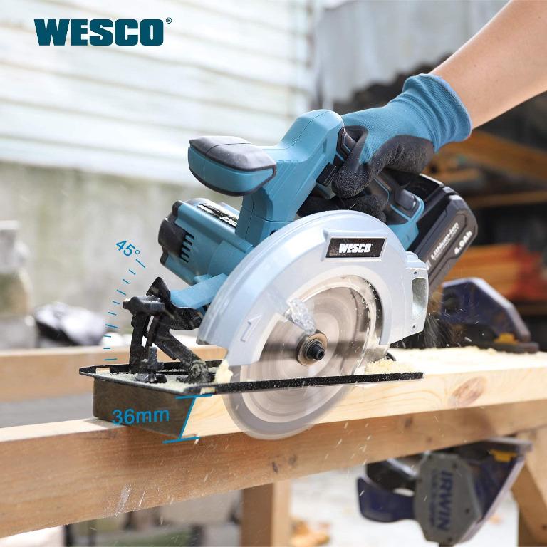 USED Circular Saw WESCO 18V 4.0Ah Cordless Circular Saw 4000 RPM 0 to 45