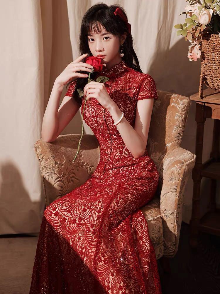 Wedding qi pao Cheong sam dress for tea ceremony