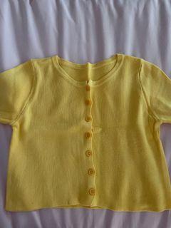 Yellow ribbed button down cropped top