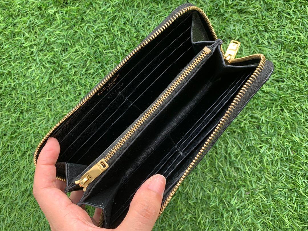 Monogram zip around wallet in grain sales de poudre embossed leather