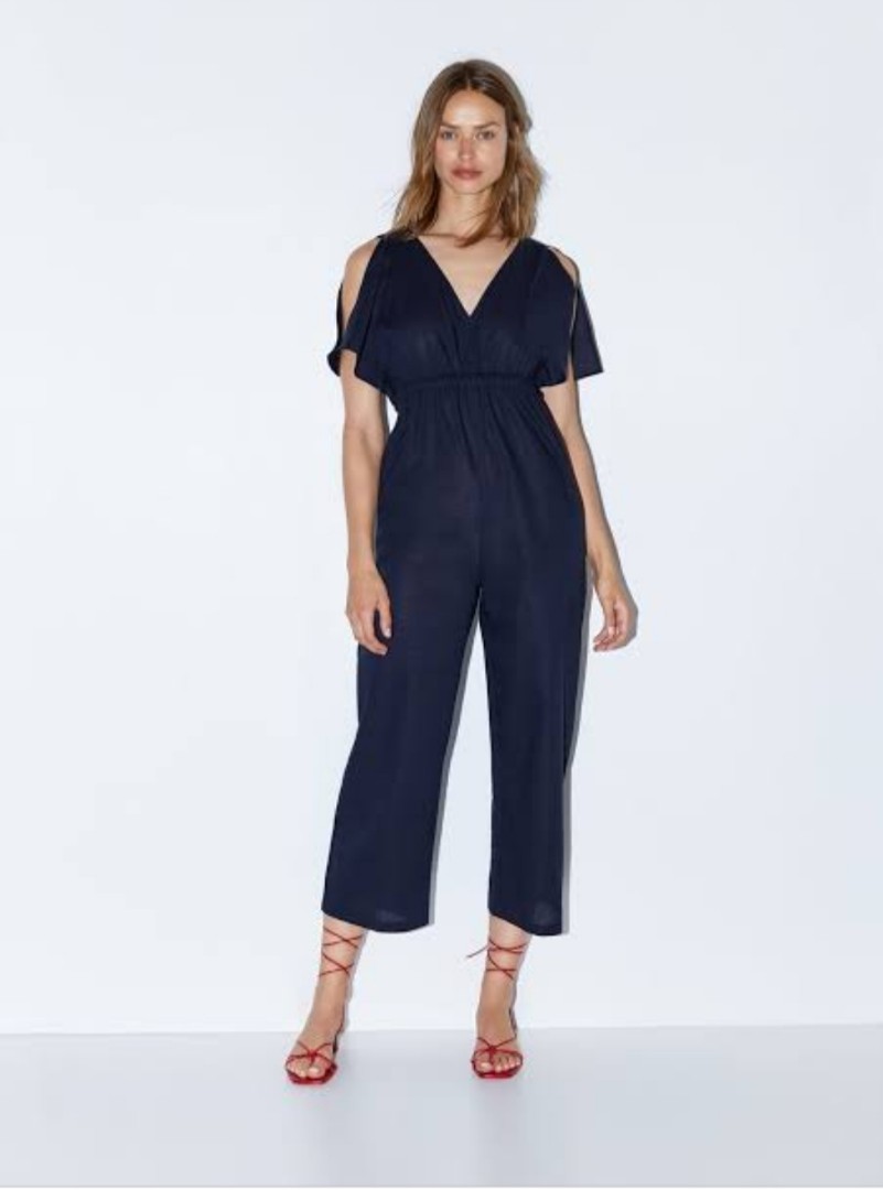 zara navy jumpsuit