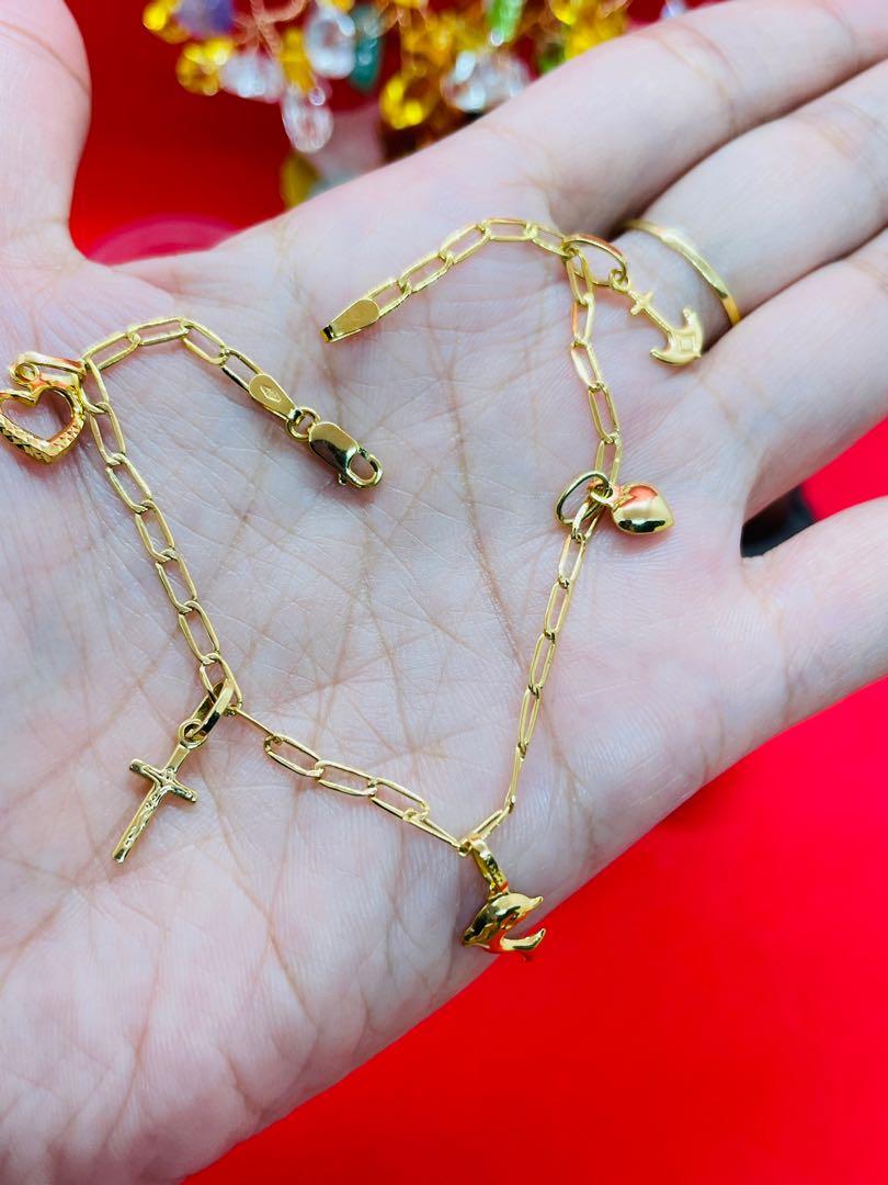 Gold clip on charms for bracelet top