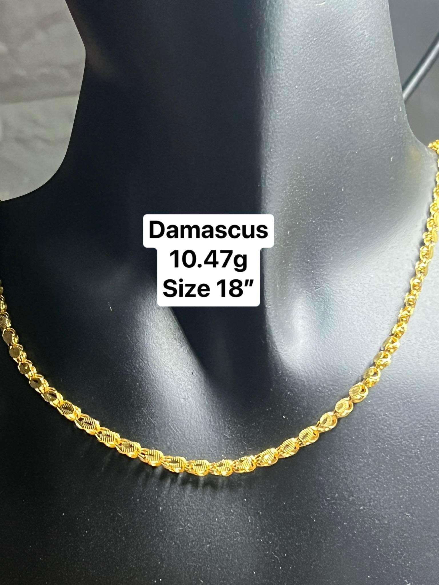 21k Saudi gold necklace with pendant heart Damascus chain 18inches