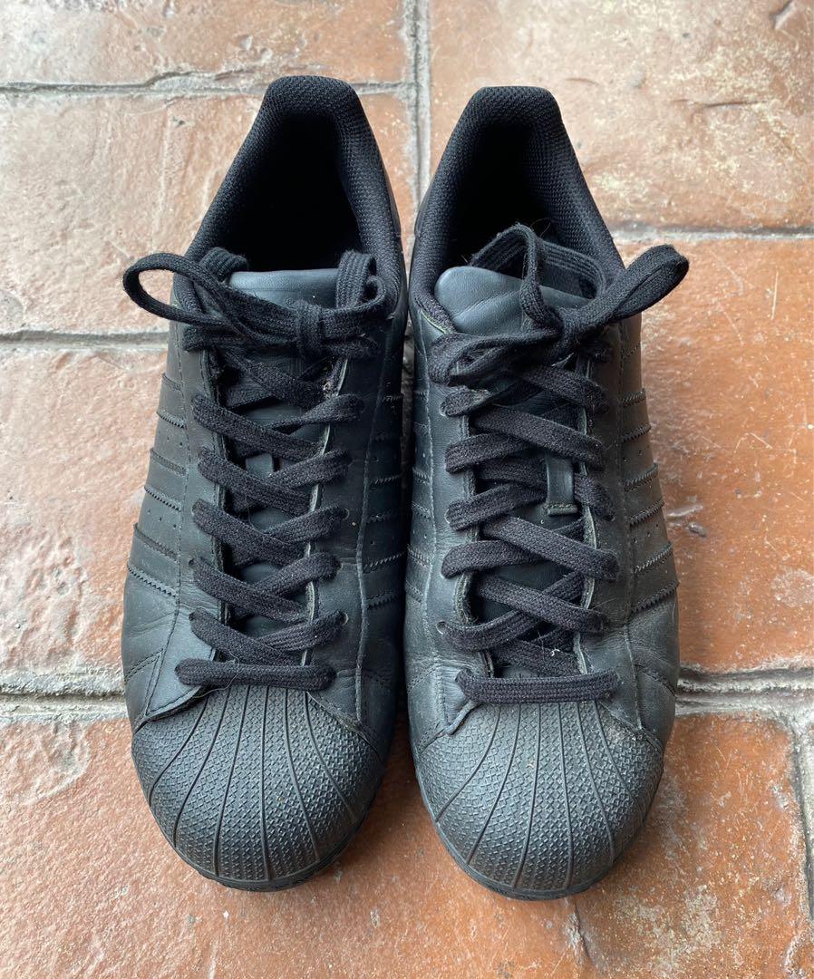 ADIDAS SUPERSTAR ALL BLACK Men s Fashion Footwear Sneakers on