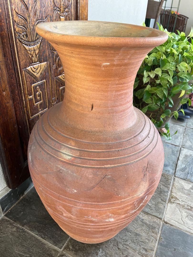 Antique Large Terracotta Floor Vase, Furniture & Home Living, Home