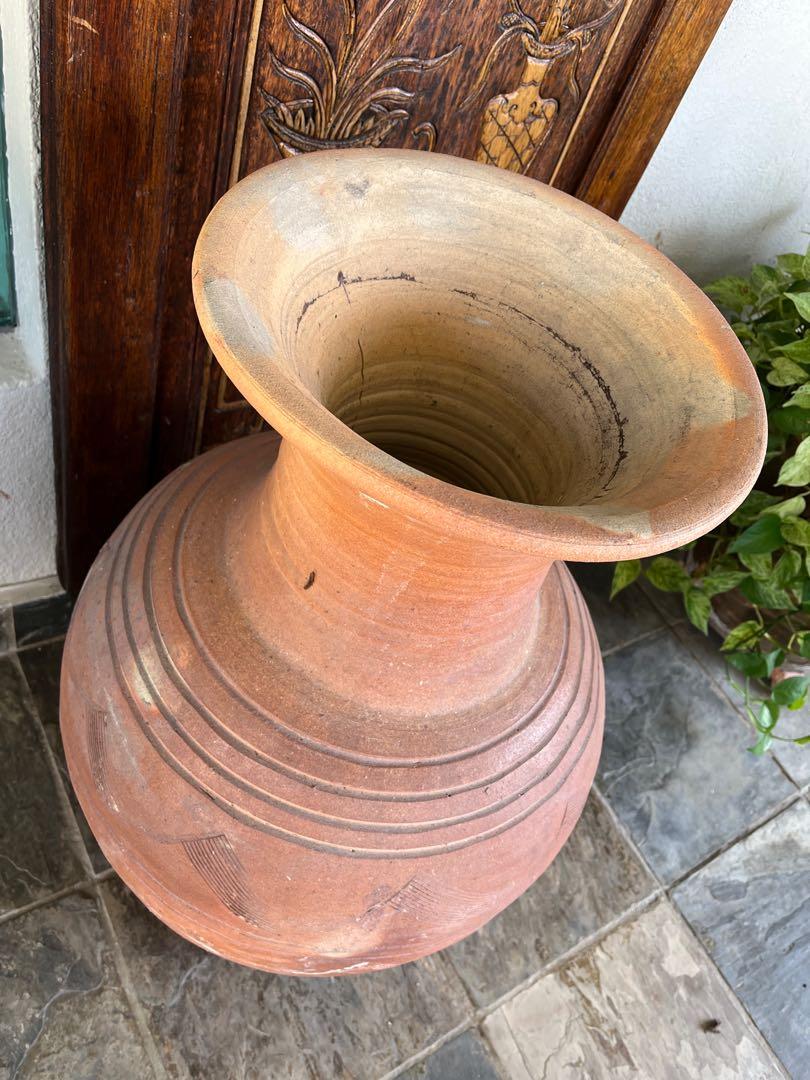Antique Large Terracotta Floor Vase, Furniture & Home Living, Home