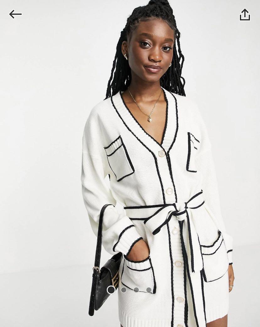 ASOS In The Style x Billie Faiers Contrast Cardigan Dress White