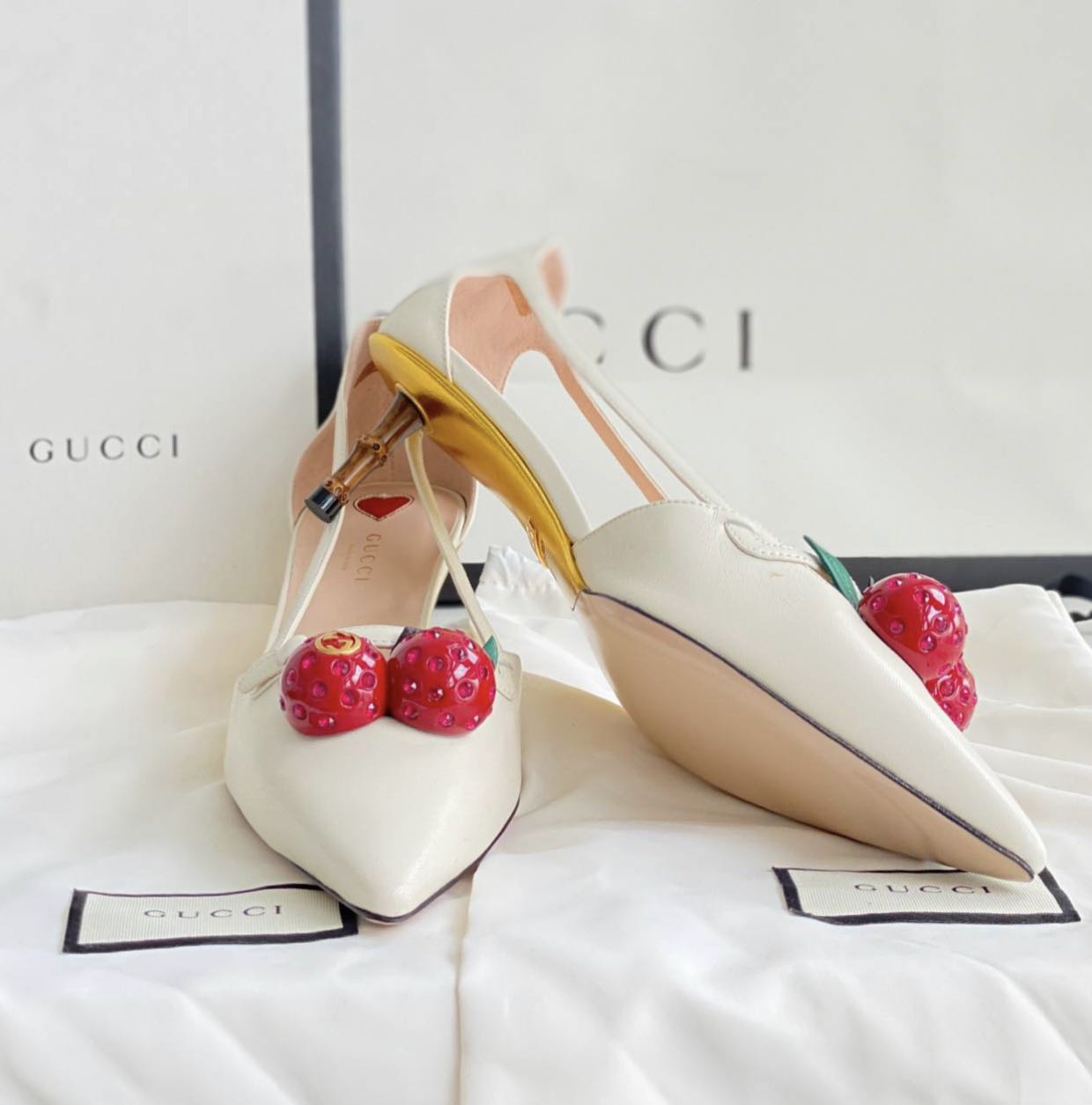 Shop Gucci Marmont GG Ankle-Strap Sandals | Saks Fifth Avenue