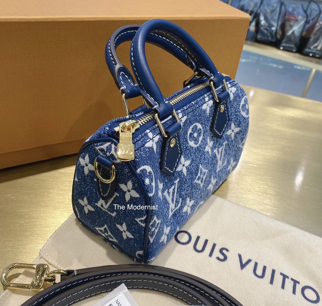 Louis Vuitton - Authenticated Nano Speedy / Mini HL Handbag - Denim - Jeans Blue for Women, Very Good Condition