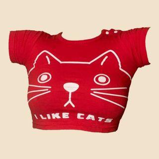 Baby Tee Cats tumblr crop top graphic tee korean shirt vintage y2k
