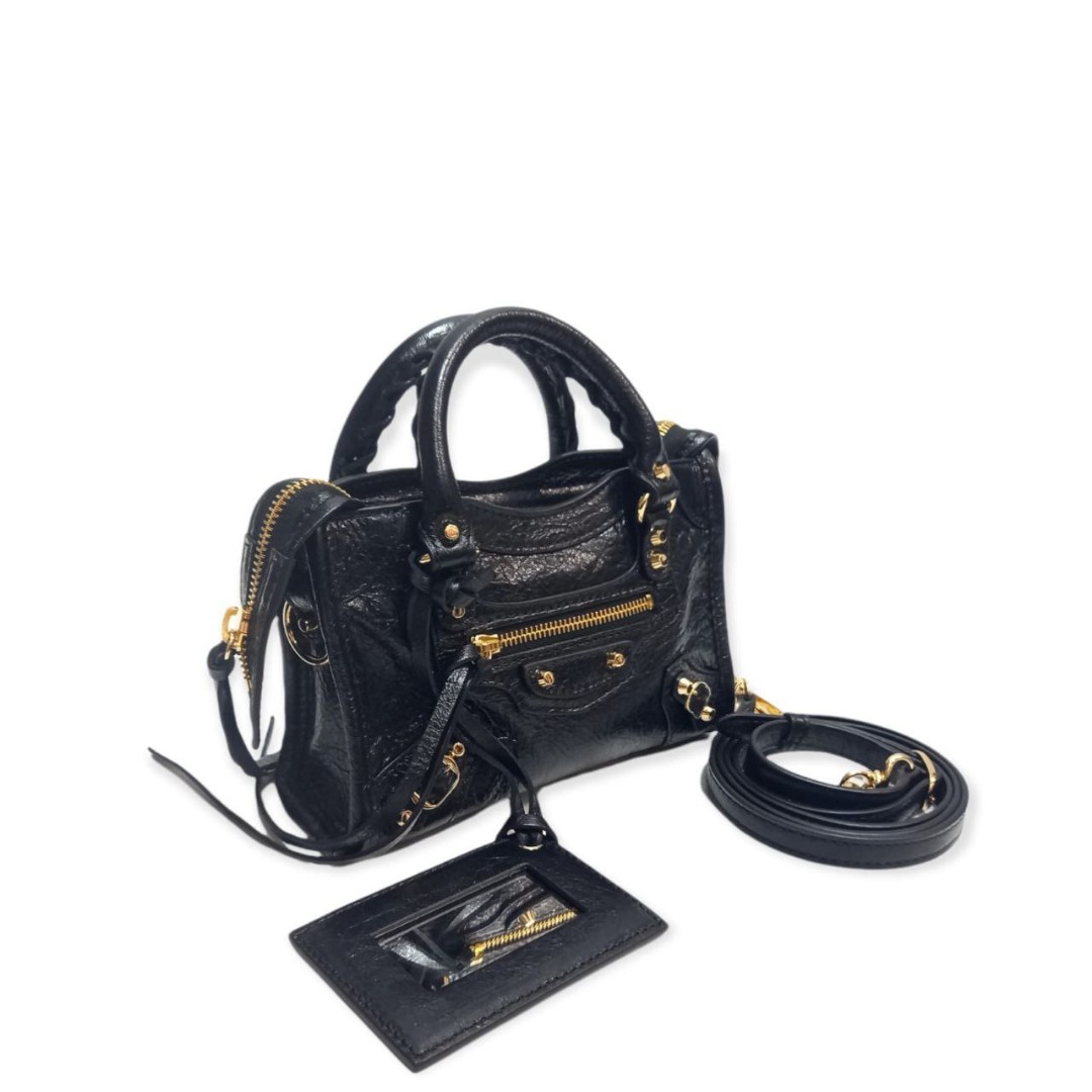 Balenciaga classic cheap gold nano city