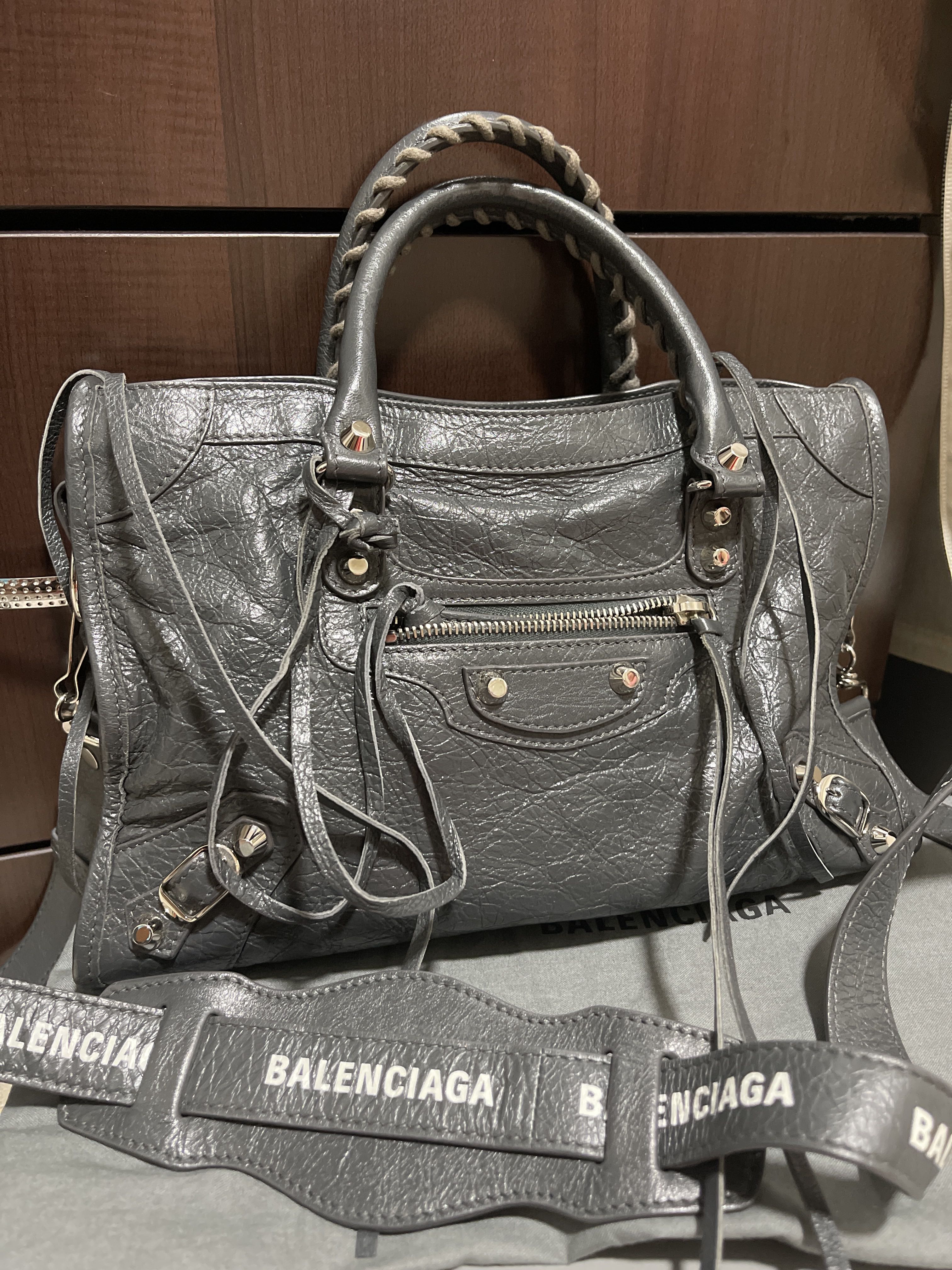 Authentic BALENCIAGA Grey Lambskin Leather Giant 12 City Bag  eBay